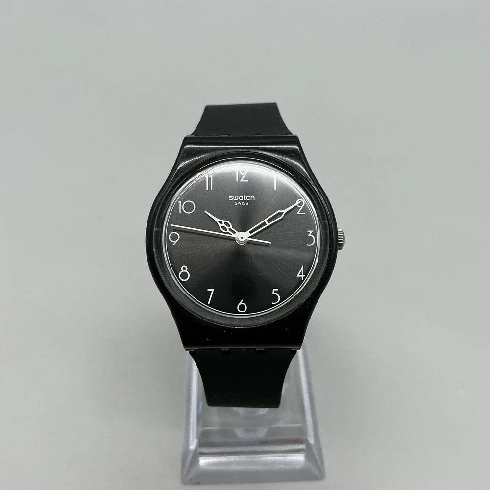 Swatch 1920 Mens Watch 34mm Black Dial Retro GB275 Swiss Analog New Battery